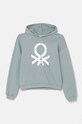 Дитяча бавовняна кофта United Colors of Benetton з капюшоном зелений 3J68C203Q.G.Seasonal