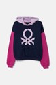 Дитяча бавовняна кофта United Colors of Benetton з капюшоном темно-синій 3J68C203Q.G.Seasonal