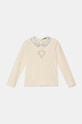 United Colors of Benetton longsleeve copii cu guler bej 3Q8DG10H2.P.Seasonal