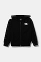 The North Face hanorac de bumbac pentru copii FZ OVERSIZE LIGHT HOODIE print negru NF0A89HGJK31