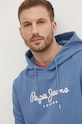 Pepe Jeans bluza bawełniana SAUL HOODIE niebieski PM582695