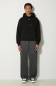 Drôle de Monsieur felpa in cotone Le Hoodie Slogan a Poche Classique PERM.HO161.CO127.BL nero AW24