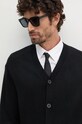 Armani Exchange cardigan din amestec de lana negru 6DZE1G.ZM1LZ