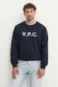 Хлопковая кофта A.P.C. sweat standard grand vpc GOTS без капюшона тёмно-синий COHBN.M27907