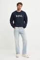 A.P.C. hanorac de bumbac sweat standard grand vpc GOTS COHBN.M27907 bleumarin AW24