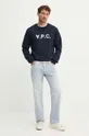 Βαμβακερή μπλούζα A.P.C. sweat standard grand vpc GOTS COHBN.M27907 σκούρο μπλε AW24