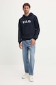 Bavlněná mikina A.P.C. hoodie standard grand vpc GOTS COHBN.M27908 námořnická modř AW24