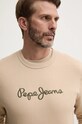 Pepe Jeans hanorac de bumbac NEW JOE CREW bej PM582715