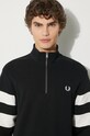 Fred Perry cotton sweatshirt Tipped Sleeve Half Zip Sweat M5545.102 black