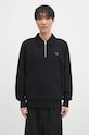 Fred Perry cotton sweatshirt Half Zip Sweatshirt cotton black M8604.102