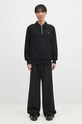 Хлопковая кофта Fred Perry Half Zip Sweatshirt M8604.102 чёрный