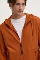 C.P. Company bluza bawełniana Diagonal Raised Fleece Goggle Zipped 17CMSS028A005086W pomarańczowy