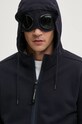 Pamučna dukserica C.P. Company Diagonal Raised Fleece Goggle Zipped mornarsko plava 17CMSS028A005086W