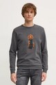 Хлопковая кофта Hackett London без капюшона серый HM581285