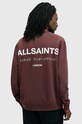 Хлопковая кофта AllSaints UNDERGROUND бордо M033NB