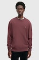 Pamučna dukserica AllSaints RAVEN CREW bez uzorka bordo M037NB
