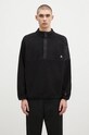 Dukserica od flisa ROA Polartec Fleece Button Up bez uzorka crna RBMW0245FA191