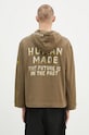 Одяг Бавовняна кофта Human Made Lace-Up Hooded Pullover HM28CS007 зелений