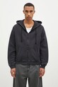 Бавовняна кофта Lacoste з капюшоном чорний SH2830