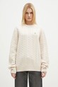 FILA+ sweter wełniany Cabled Knitted Crewneck 42FW24JJ02544C007 beżowy AW24