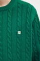 Вовняний светр FILA+ Cabled Knitted Crewneck зелений 42FW24JJ02544C606