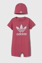 Бавовняний ромпер для немовлят adidas Originals GIFT SET Для немовлят рожевий IY0748