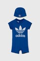 adidas Originals rampers bawełniany niemowlęcy GIFT SET niebieski IY0749