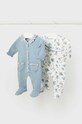 Mayoral Newborn rampers bawełniany niemowlęcy 2-pack 2-pack niebieski 2778.2E.Newborn.K.9BYH