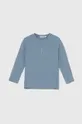 modra Otroška bombažna majica z dolgimi rokavi Calvin Klein Jeans Fantovski