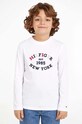 Detská bavlnená košeľa s dlhým rukávom Tommy Hilfiger bavlna biela KB0KB08659.9BYH.92.122