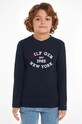 Detská bavlnená košeľa s dlhým rukávom Tommy Hilfiger bavlna tmavomodrá KB0KB08659.9BYH.92.122