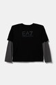 EA7 Emporio Armani longsleeve bawełniany dziecięcy nadruk czarny 6DBT63.BJ02Z