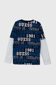 Хлопковый детский лонгслив Guess L4YI05.K8HM3.9BYH голубой AW24