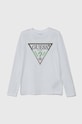 Guess longsleeve bawełniany dziecięcy aplikacja biały L4YI07.K8HM4.9BYH