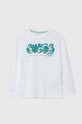 Guess longsleeve bawełniany dziecięcy nadruk biały L4YI21.K8HM4.9BYH