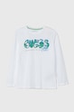 Guess longsleeve bawełniany dziecięcy nadruk biały L4YI21.K8HM4.9BYH