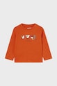 Mayoral longsleeve bawełniany niemowlęcy nadruk pomarańczowy 108.3E.Baby.9BYH