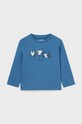 Dětské bavlněné tričko s dlouhým rukávem Mayoral kulatý modrá 108.3E.Baby.9BYH