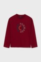 Dětské bavlněné tričko s dlouhým rukávem Mayoral 842.7A.Junior.9BYH burgundské AW24