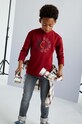 Dětské bavlněné tričko s dlouhým rukávem Mayoral 842.7A.Junior.9BYH burgundské