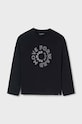 Dětské bavlněné tričko s dlouhým rukávem Mayoral kulatý černá 842.7A.Junior.9BYH