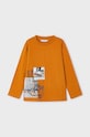 Dětské bavlněné tričko s dlouhým rukávem Mayoral 4048.5E.Mini.9BYH oranžová AW24