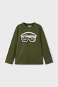 Dětské bavlněné tričko s dlouhým rukávem Mayoral kulatý zelená 4056.5G.Mini.9BYH