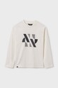 Mayoral longsleeve bawełniany dziecięcy nadruk beżowy 7080.7B.Junior.9BYH