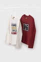 Mayoral longsleeve din bumbac pentru copii 2-pack print rosu 7090.7D.Junior.9BYH