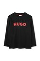 Otroška bombažna majica z dolgimi rokavi HUGO Okrogel črna G00145.162.174