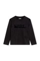 Dětské bavlněné tričko s dlouhým rukávem Karl Lagerfeld kulatý černá Z30357.114.150