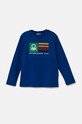United Colors of Benetton longsleeve bawełniany dziecięcy nadruk niebieski 3I1XC10JN.G.Seasonal