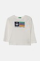 United Colors of Benetton longsleeve bawełniany dziecięcy nadruk biały 3I1XG10F2.P.Seasonal