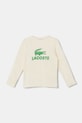 Дитячий бавовняний лонгслів Lacoste бавовна бежевий TJ2567